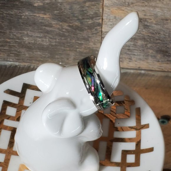 Parker Stainless Steel Abalone Shell Men's Ring 8MM - *NEW SIZES IN* - Picture 7 of 12